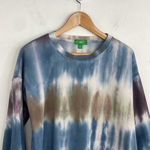 Boho Tie Dye Long Sleeve Sweatshirt size Medium with raw hem - Picture 2 of 11